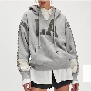 Free People - We the Free *Gray Embellished L.A. Pullover Hoodie